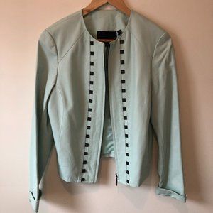 Robin Egg Blue Leather Jacket from Designer Carlisle!